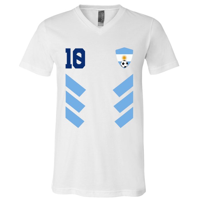 Argentina Soccer Jersey Retro 10 Argentinian Football V-Neck T-Shirt