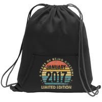 Awesome Since January 2017 6 Year Old 6th Birthday Gift Sweatshirt Cinch Pack Bag