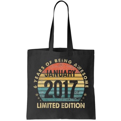 Awesome Since January 2017 6 Year Old 6th Birthday Gift Tote Bag