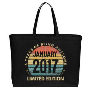 Awesome Since January 2017 6 Year Old 6th Birthday Gift Cotton Canvas Jumbo Tote