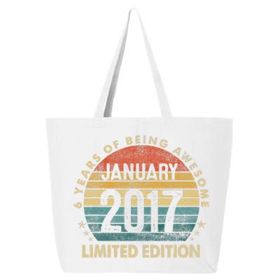 Awesome Since January 2017 6 Year Old 6th Birthday Gift 25L Jumbo Tote