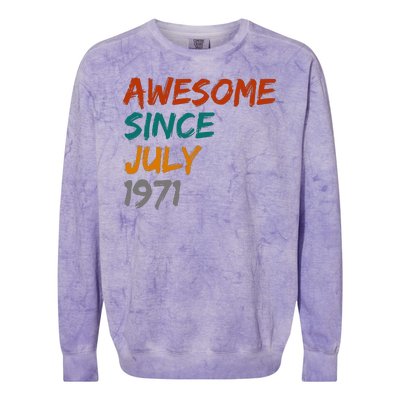 Awesome Since July 1971 Colorblast Crewneck Sweatshirt