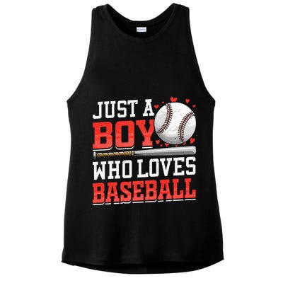 American Sport Just A Boy Who Loves Baseball Gifts Ladies PosiCharge Tri-Blend Wicking Tank