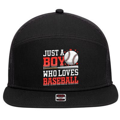 American Sport Just A Boy Who Loves Baseball Gifts 7 Panel Mesh Trucker Snapback Hat