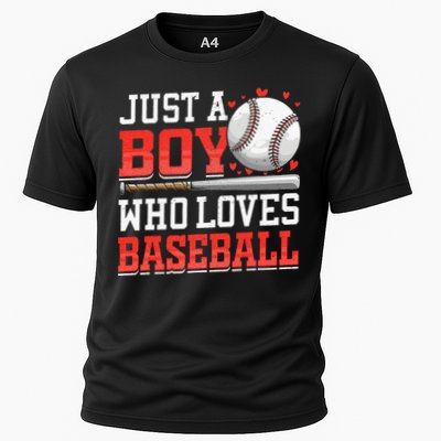 American Sport Just A Boy Who Loves Baseball Gifts Cooling Performance Crew T-Shirt