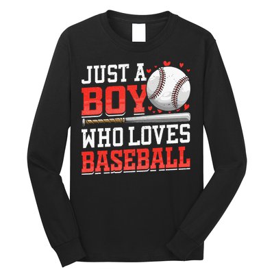 American Sport Just A Boy Who Loves Baseball Gifts Long Sleeve Shirt
