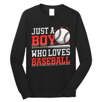 American Sport Just A Boy Who Loves Baseball Gifts Long Sleeve Shirt