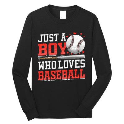 American Sport Just A Boy Who Loves Baseball Gifts Long Sleeve Shirt