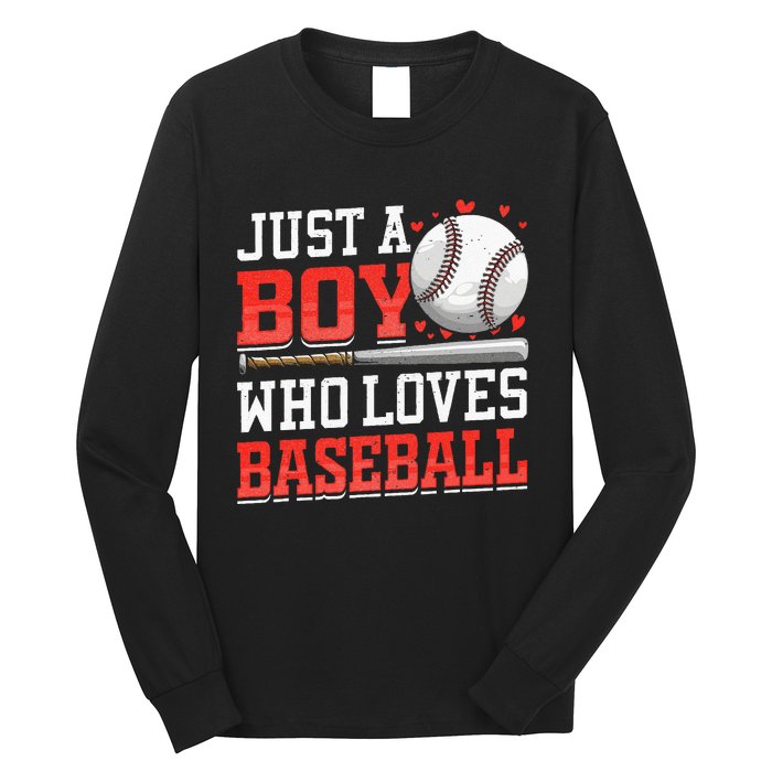 American Sport Just A Boy Who Loves Baseball Gifts Long Sleeve Shirt