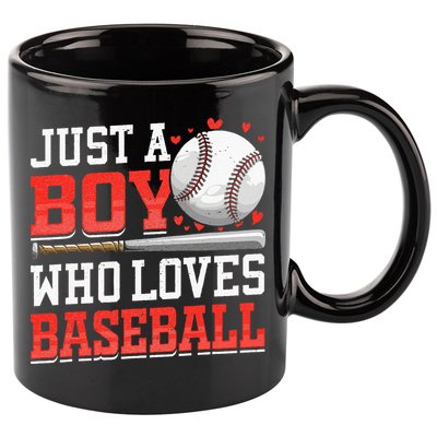 American Sport Just A Boy Who Loves Baseball Gifts 11oz C Handle Ceramic Mug