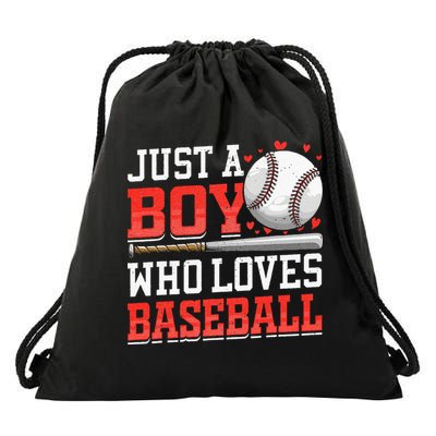 American Sport Just A Boy Who Loves Baseball Gifts Drawstring Bag