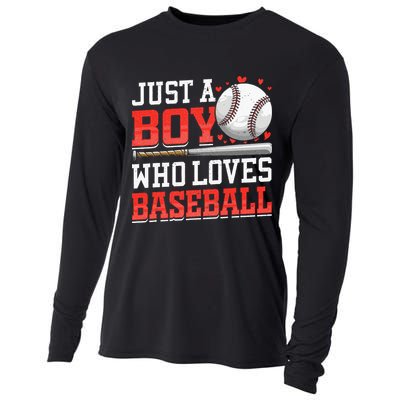 American Sport Just A Boy Who Loves Baseball Gifts Cooling Performance Long Sleeve Crew