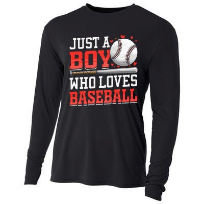 American Sport Just A Boy Who Loves Baseball Gifts Cooling Performance Long Sleeve Crew