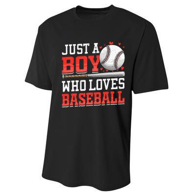 American Sport Just A Boy Who Loves Baseball Gifts Performance Sprint T-Shirt