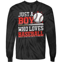 American Sport Just A Boy Who Loves Baseball Gifts Tie-Dye Long Sleeve Shirt