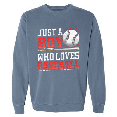 American Sport Just A Boy Who Loves Baseball Gifts Garment-Dyed Sweatshirt