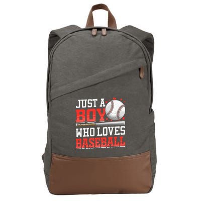 American Sport Just A Boy Who Loves Baseball Gifts Cotton Canvas Backpack