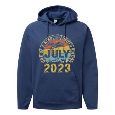 Awesome Since July 2019 4th Birthday Funny Gift 4 Years Old Gift Performance Fleece Hoodie