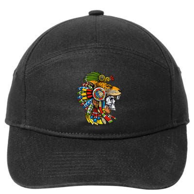 Aztec Skull Jaguar Warrior Mask Mayan 7-Panel Snapback Hat