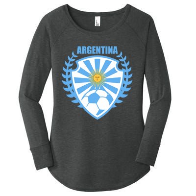 Argentina Soccer Jersey Argentina Football Fans Women's Perfect Tri Tunic Long Sleeve Shirt