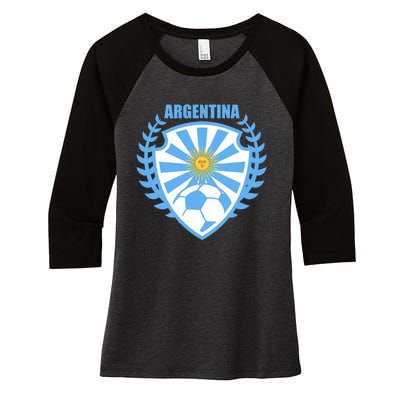 Argentina Soccer Jersey Argentina Football Fans Women's Tri-Blend 3/4-Sleeve Raglan Shirt