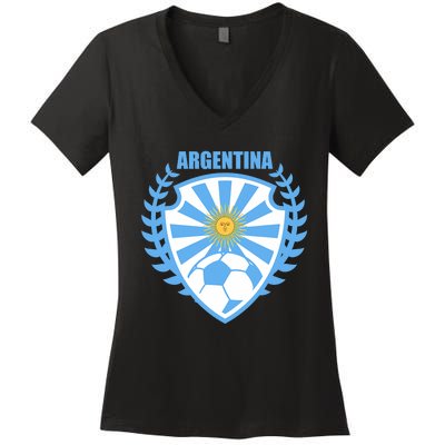 Argentina Soccer Jersey Argentina Football Fans Women's V-Neck T-Shirt