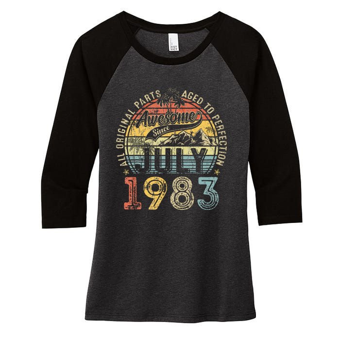 Awesome Since July 1983 Vintage Gifts Men 40th Birthday Women's Tri-Blend 3/4-Sleeve Raglan Shirt