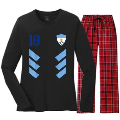 Argentina Soccer Jersey Argentina Football Argentinian Women's Long Sleeve Flannel Pajama Set 