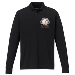 American Sport Just A Who Loves Baseball Gifts Performance Long Sleeve Polo