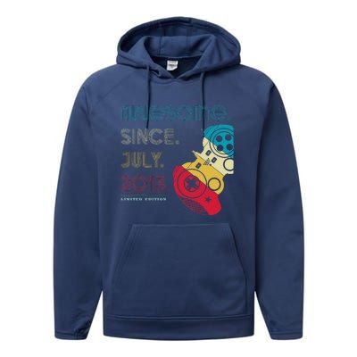 Awesome Since July 2013 11 Years Old 11th Birthday Gamer Performance Fleece Hoodie