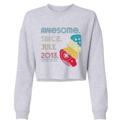 Awesome Since July 2013 11 Years Old 11th Birthday Gamer Cropped Pullover Crew