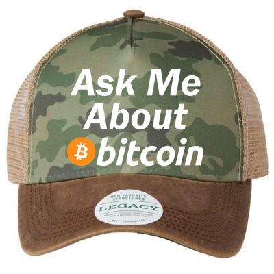 Ask Me About Bitcoin Cryptocurrency Logo Legacy Tie Dye Trucker Hat