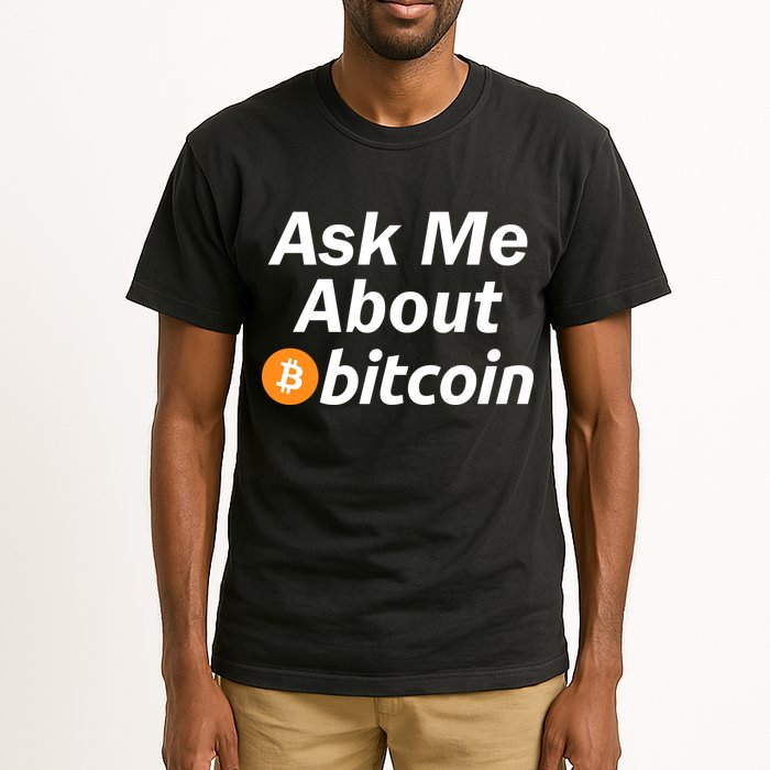 Ask Me About Bitcoin Cryptocurrency Logo Tall T-Shirt