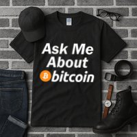 Ask Me About Bitcoin Cryptocurrency Logo Tall T-Shirt