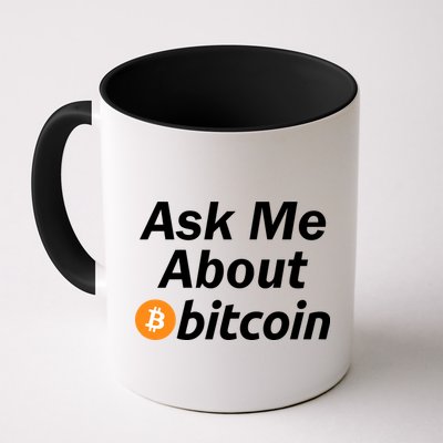 Ask Me About Bitcoin Cryptocurrency Logo Mug