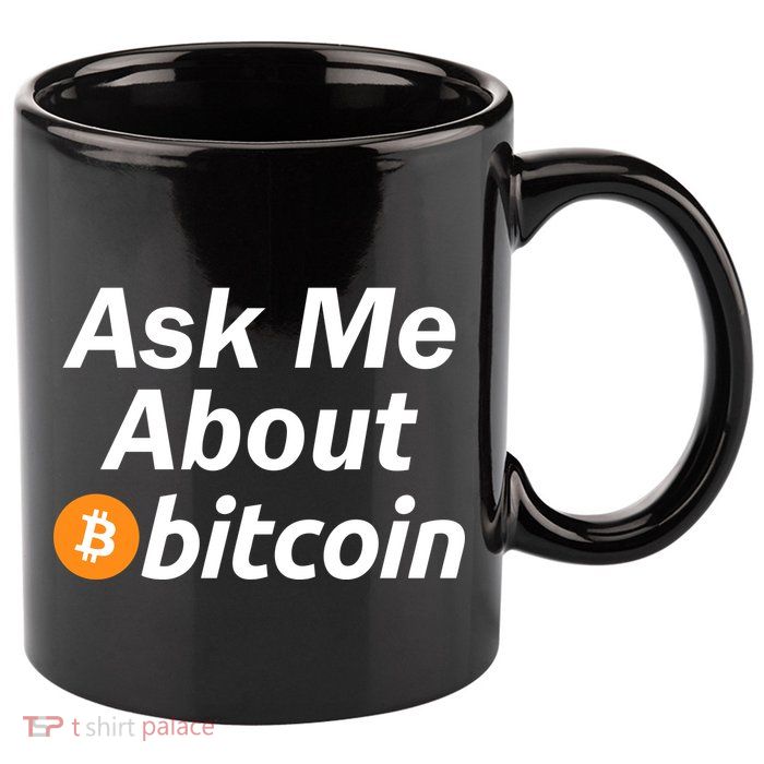 Ask Me About Bitcoin Cryptocurrency Logo 11oz C Handle Ceramic Mug
