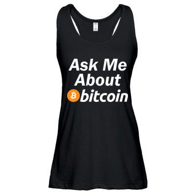 Ask Me About Bitcoin Cryptocurrency Logo Ladies Essential Flowy Tank
