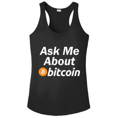 Ask Me About Bitcoin Cryptocurrency Logo Ladies PosiCharge Competitor Racerback Tank