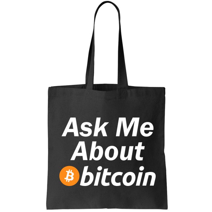 Ask Me About Bitcoin Cryptocurrency Logo Bag