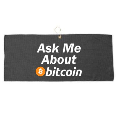 Ask Me About Bitcoin Cryptocurrency Logo Large Microfiber Waffle Golf Towel