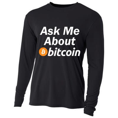 Ask Me About Bitcoin Cryptocurrency Logo Cooling Performance Long Sleeve Crew