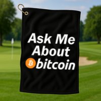 Ask Me About Bitcoin Cryptocurrency Logo Golf Towel