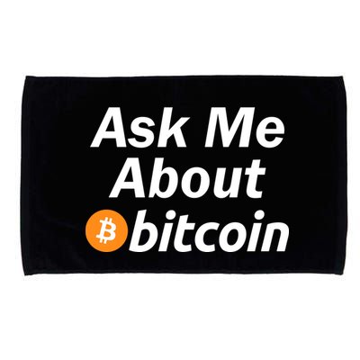 Ask Me About Bitcoin Cryptocurrency Logo Microfiber Hand Towel