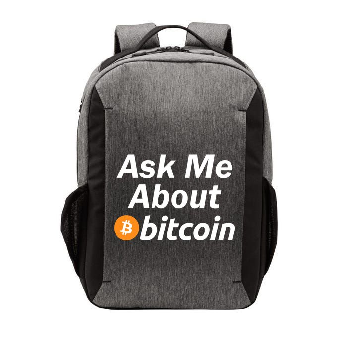 Ask Me About Bitcoin Cryptocurrency Logo Vector Backpack