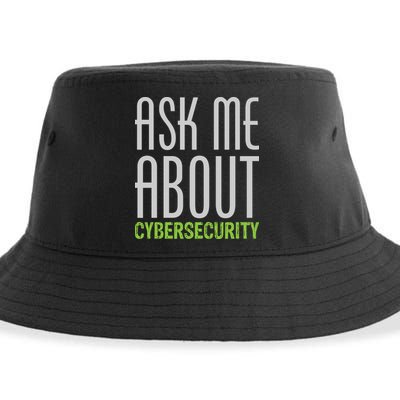 Ask Me About Cybersecurity Sustainable Bucket Hat