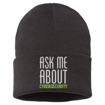 Ask Me About Cybersecurity Sustainable Knit Beanie