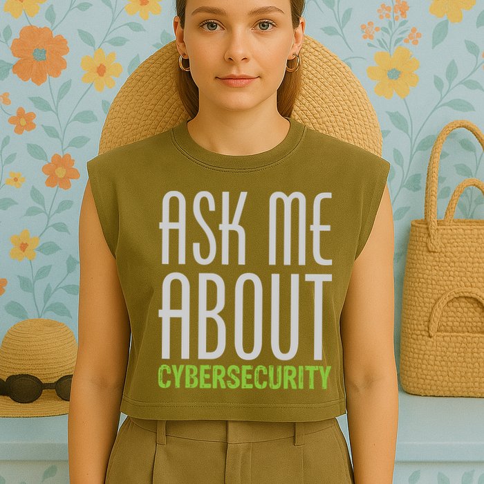 Ask Me About Cybersecurity Garment-Dyed Women's Muscle Tee