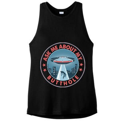 Ask Me About My Butthole Alien Abduction Ladies PosiCharge Tri-Blend Wicking Tank