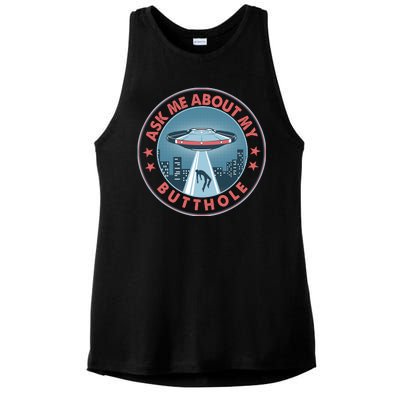 Ask Me About My Butthole Alien Abduction Ladies PosiCharge Tri-Blend Wicking Tank