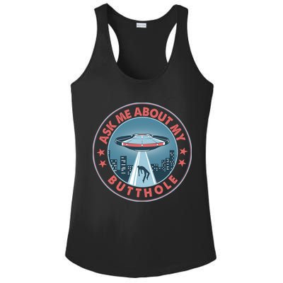 Ask Me About My Butthole Alien Abduction Ladies PosiCharge Competitor Racerback Tank
